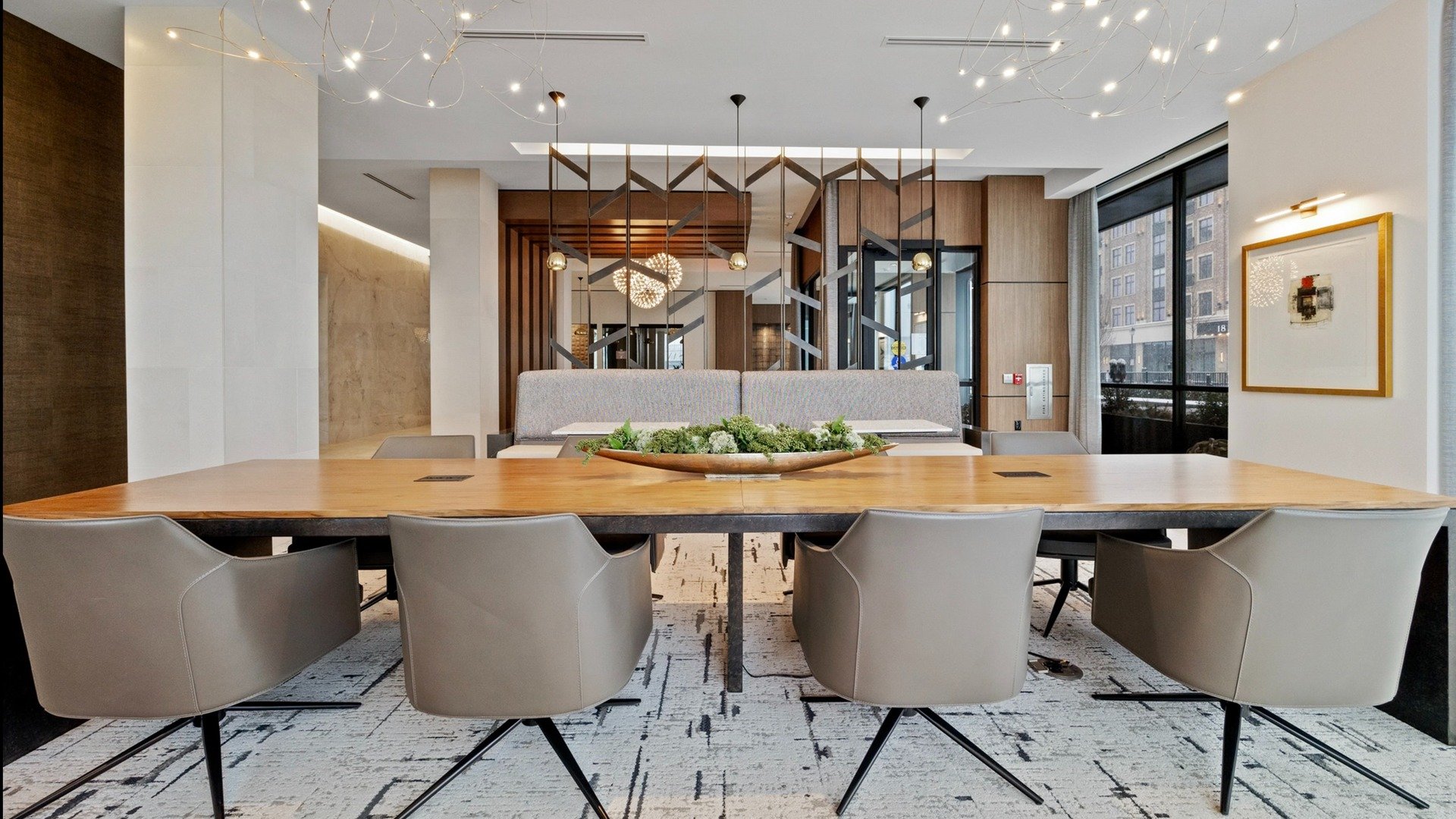 resident club with comfortable seating and kitchen