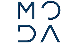 Stylish and modern logo design featuring artistic blue initials forming a unique visual pattern.