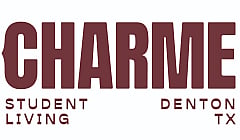 Contemporary logo design for Charme Student Living in Denton, TX, featuring bold typography and a sleek, modern aesthetic.
