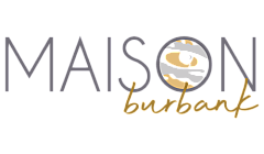 Maison Burbank elegant logo featuring artistic eye design with gold and gray accents.