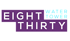 Vibrant logo for Eight Thirty Water Tower with modern purple and blue design.