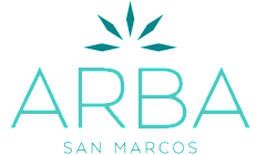 Elegant ARBA San Marcos logo in teal, featuring a modern geometric design.