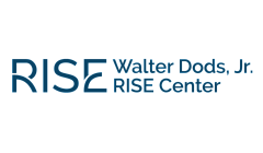 Elegant logo of the RISE Walter Dods, Jr. Center, featuring modern typography in a deep blue hue.