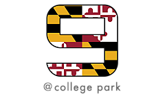 Stylish at-college-park logo featuring Maryland state flag design elements in a bold number 9.