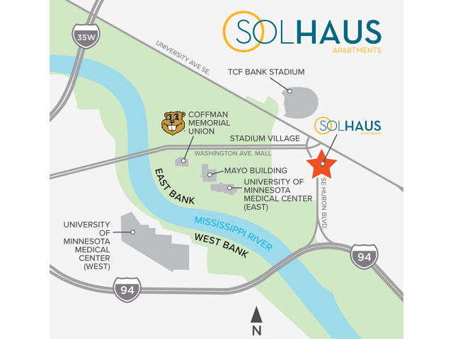 Location of Solhaus Apartments