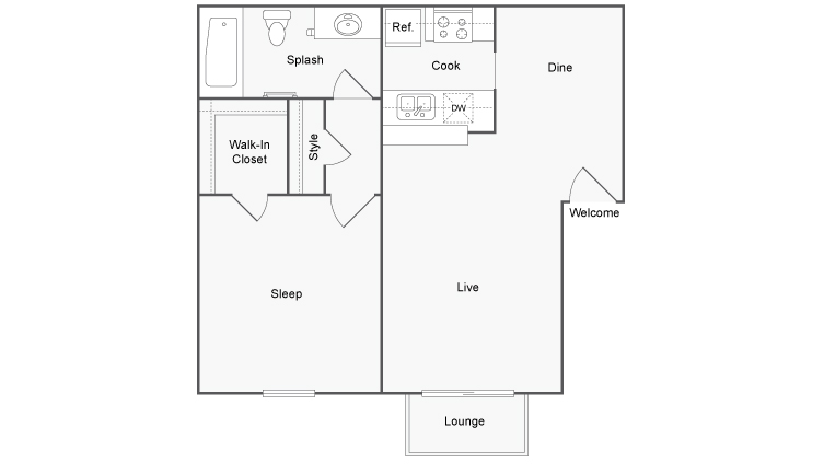 Floor Plan Layout | ReNew Garfield Apartment Homes for Rent in Midland TX 79705