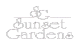 Elegant logo design for Sunset Gardens featuring stylized initials and text.