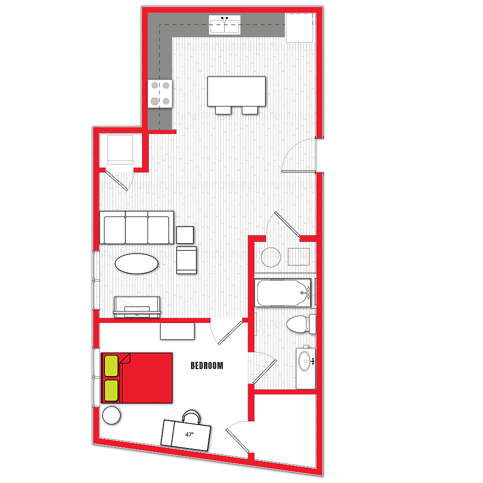 1x1 A 1 Bed Apartment Stanhope Apartments