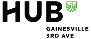 Sleek modern logo for HUB with a green, nature-inspired emblem symbolizing sustainable technology.