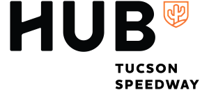 Modern HUB logo with a bold font and an orange shield icon.