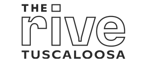 Bold logo design for The Rive Tuscaloosa highlighting modern urban living.