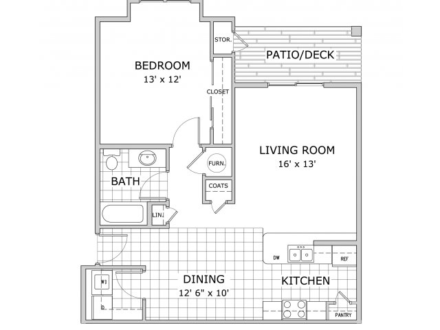 one bedroom apartment floor plan image