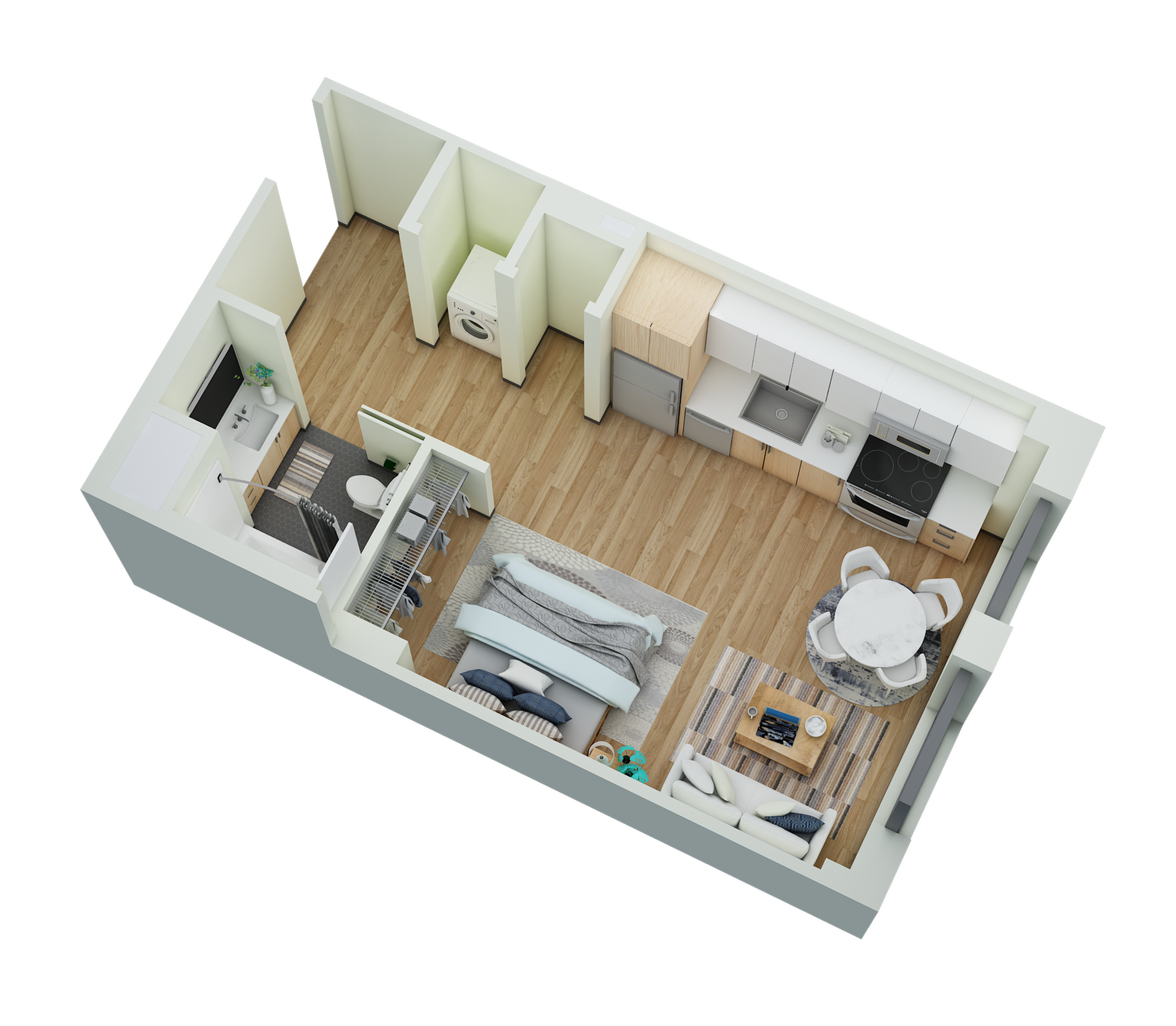 Floor plan layout diagram for Studio 1 Bath-A