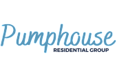Pumphouse Residential Group logo featuring elegant blue typography, symbolizing quality living.