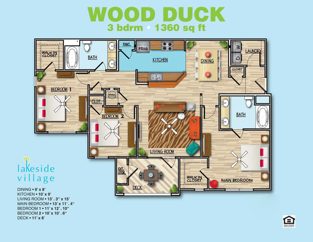 Wood Duck A 3 Bed Apartment Lakeside Village Apartments