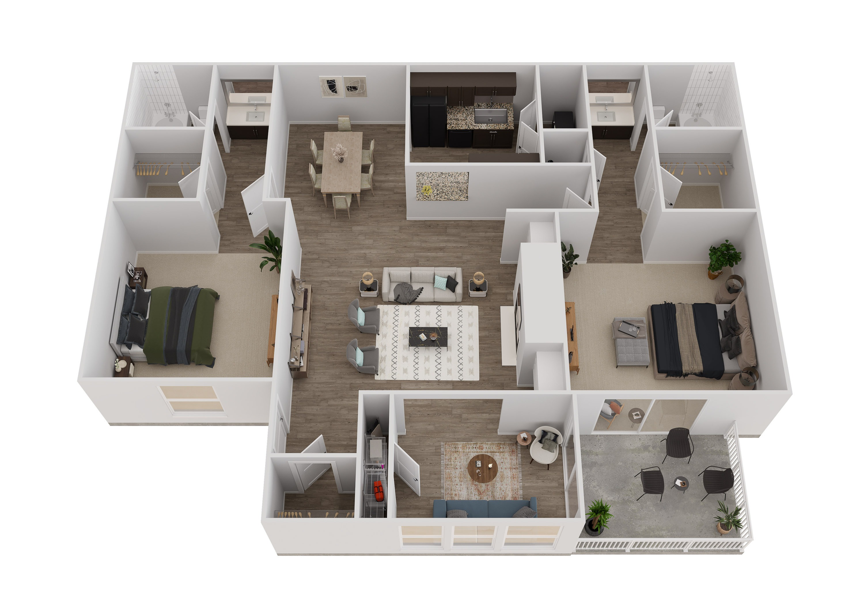 Floor plan layout diagram for 2ARL - 2 Bedroom - Luxe