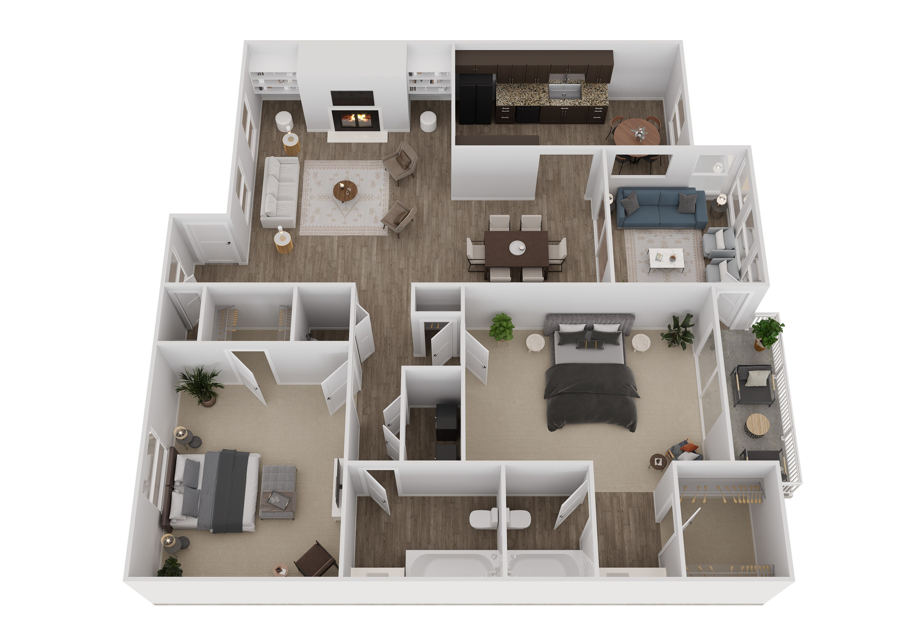 Floor plan layout diagram for 2BRE - 2 Bedroom - Elite