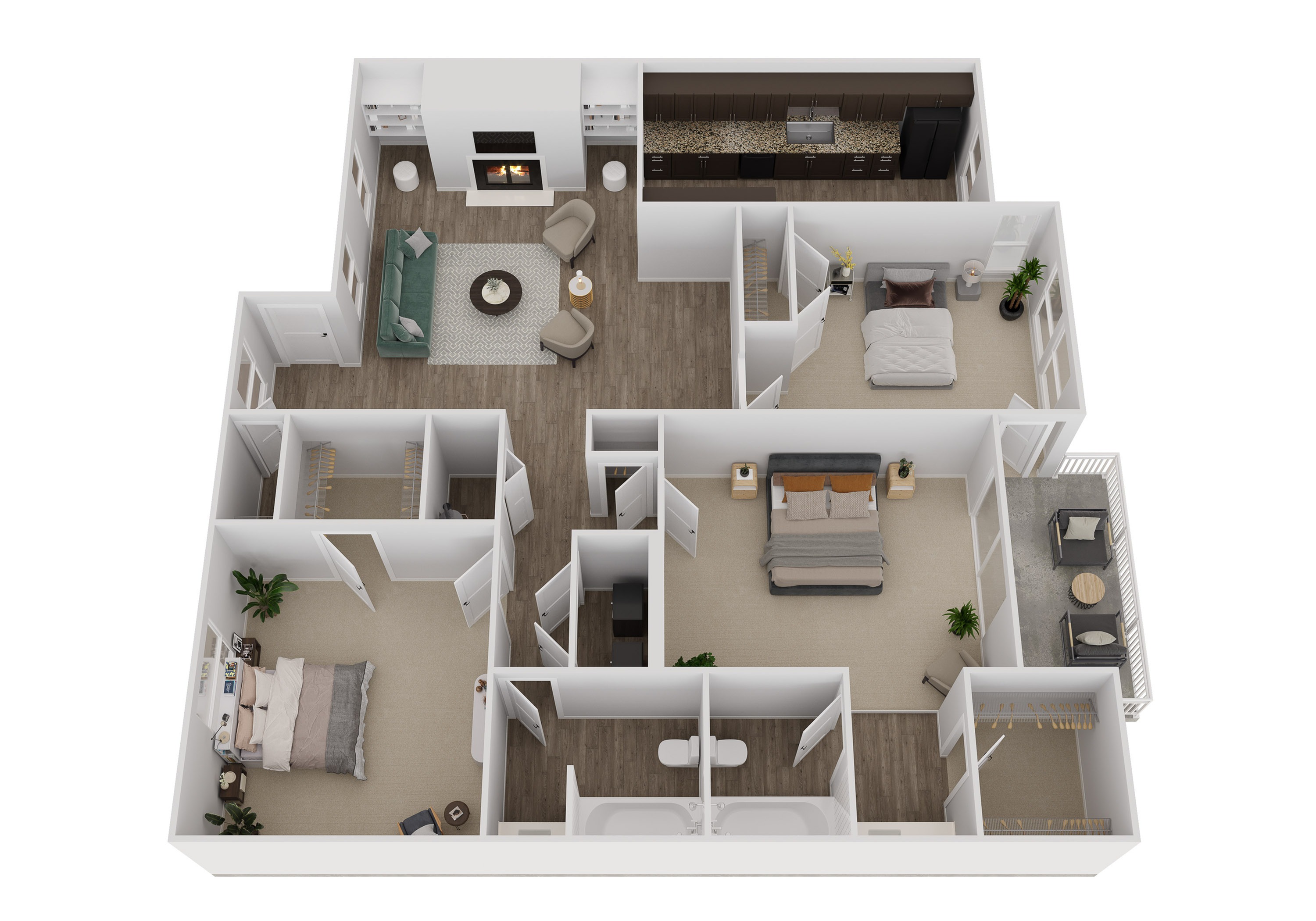 Floor plan layout diagram for 3ARL - 3 Bedroom - Luxe