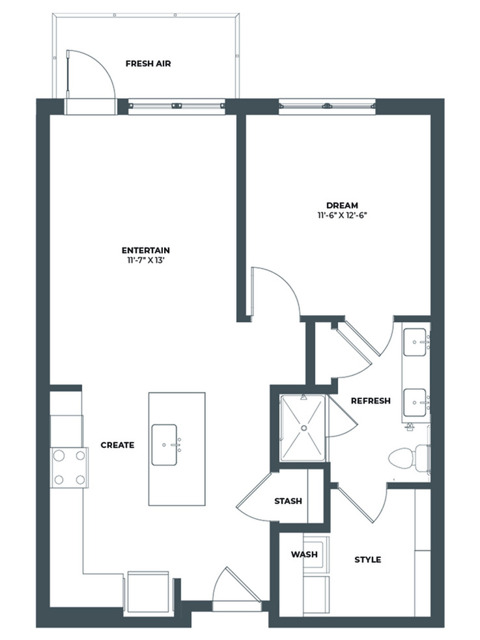 Floor plan layout diagram for 1H