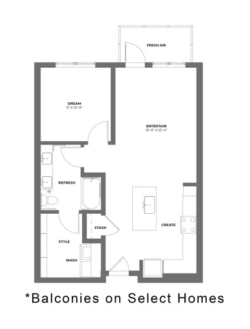 Floor plan layout diagram for 1B