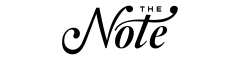 Elegant black script logo of 'The Note' with artistic flourishes.