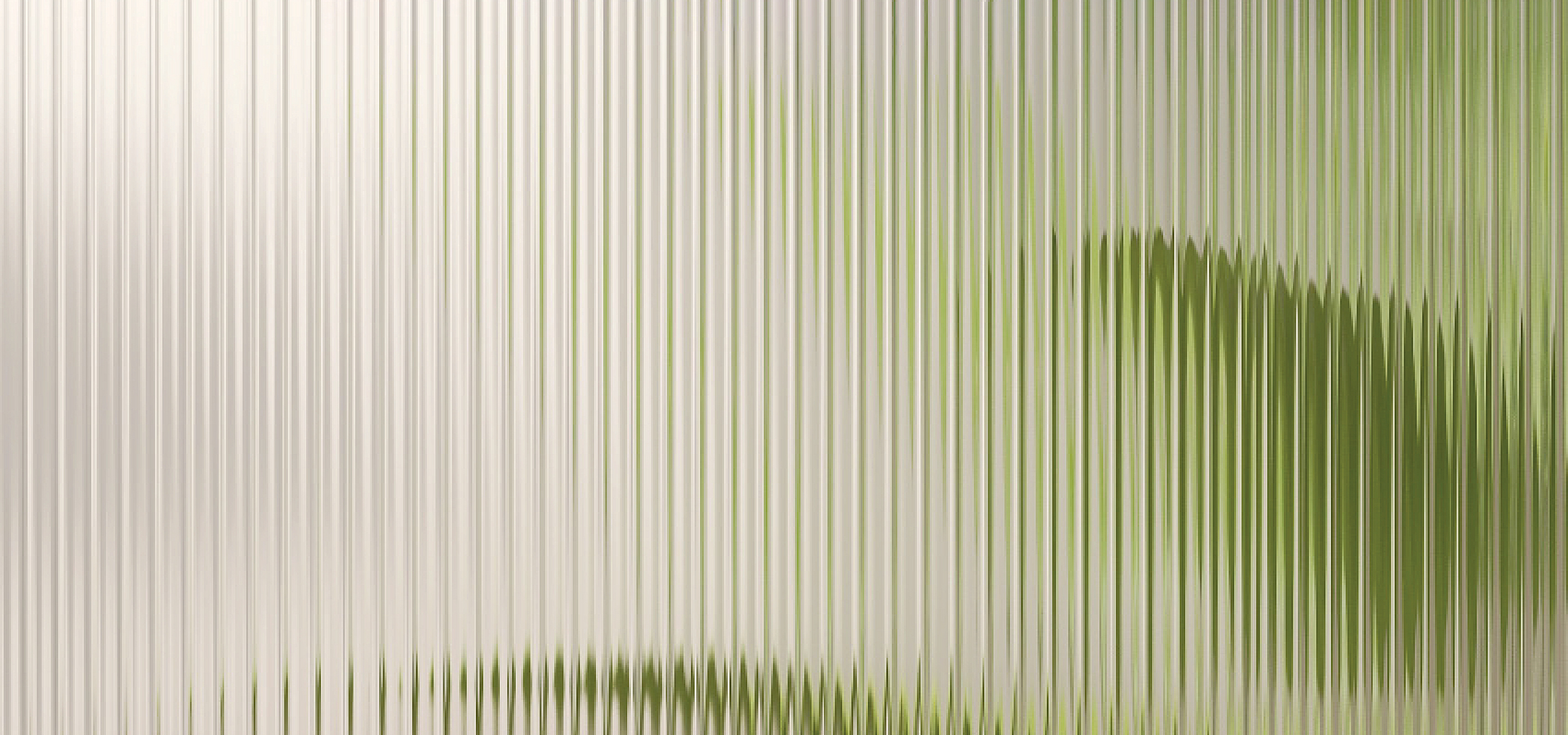 clear reeded glass with green leaf plant in background