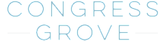 Elegant Congress Grove logo in light blue font on a deep teal background, evoking sophistication and tranquility.