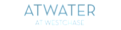 Modern logo design for Atwater at Westchase with a stylish blue water-themed motif.