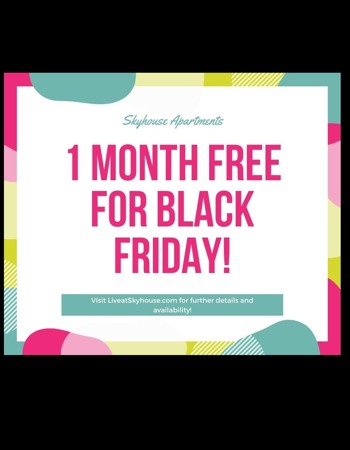 First month's rent is free for any 2-bedroom apartment with a move in by 12/10/22. Offer is applicable for any 2 bedroom available between 11/22/22 and 12/10/22. Call today for details and availability! <br><br><br><br>Phone: (385) 722-9799<br><br>Email: Skyhouseapts@nxtmgt.com